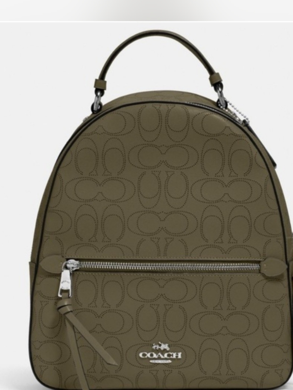 Coach Jordyn Backpack Handbag Surplus Green Perforated Signature Leather